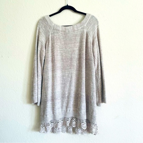 Knox Rose woman's knit sweater size XXL lace hem tunic length fall winter chic - Picture 1 of 11
